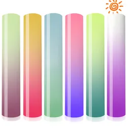 Window Stickers UV Color Changing Sunlight Sensitive PU Heat Transfer Vinyls Iron On HTV For Cut Cameo Cuting DIY Make Craft