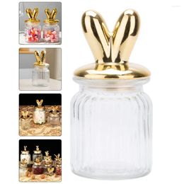 Storage Bottles Glass Jars With Ear Lid Candy Jar Sugar Holder Cookie Biscuit Container Snack Canisters For Home Kitchen