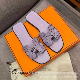 Designer Slippers Top version 2024 new diamond face H mop series one line flat bottom slippers for womens outerwear H52T