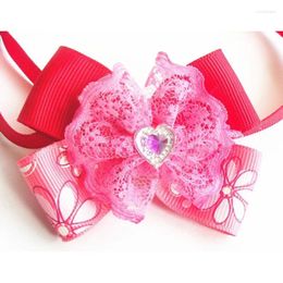 Dog Apparel 50PC/Lot Valentine's Day Bow Ties Lace Heart Cat Bowties Neckties Pet Accessories