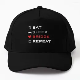 Ball Caps Eat. Sleep. Bridge. Repeat. For Duplicate Bridge Players Baseball Cap Fluffy Hat Kids Snap Back Women Men's