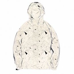 new arrival Geometric design design Men full reflective Hooded jacket hip hop windbreaker Night reflecti womens and mens coats S2iF#