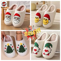 New Comfortable Home Cute Cartoon Santa Claus Winter Cotton Slippers Couples Warm Cotton GAI soft Fluffy House cute Christmas Designer Elk Lovely