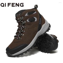 Fitness Shoes Hiking Boots Men Trekking Shoe Outdoor Warm Fur Sneakers Climbing Hunting Winter Black Rubber