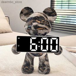 Desk Table Clocks Digital Desktop Clock Bear Desktop LED Nordic Electronic Desktop Clock Display Luxury Clock Bedroom Aesthetic Decoration Room Gift24327