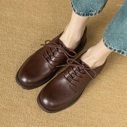 Dress Shoes Spring Summer Women's Workplace Genuine Leather Cowhide British Style Round-toe Small 3.5cm Low Heel Shallow Mouth