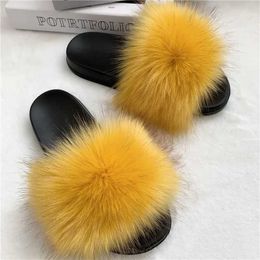 Slippers Artificial fur slider womens soft ome fluffy sandals casual flip winter warm flat Soes Plus size 36-45 H240326FLH8