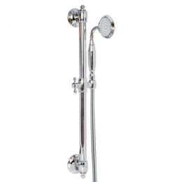 Brass Slide Bar Kit Adjustable Wall Mounted Shower Head Bracket Handheld Showerheads with 61 Inch (approximately 154.9 Cm) Hose, Suitable for Bathroom Use,