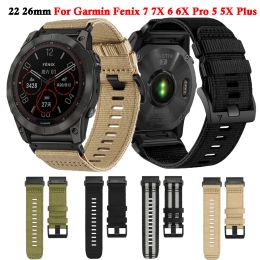 Accessories 22 26mm Nylon Strap for Garmin Fenix 7 7X 6 6X Pro 5 5X Plus 3 3HR Tactix 7 Pro Epix Gen 2 Quick Release Smart Watch Band