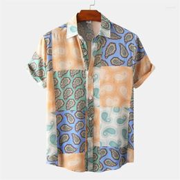 Men's Casual Shirts Fashion Flower Leaves Hawaiian Shirt Men Summer Short Sleeves 3d Printed Plants Blouse Tops Party Street Lapel