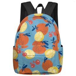 Backpack Lemon Orange Cherry Leaves Fruit Fashion Women Girl Travel Book Bags Laptop Backpacks Rucksack Schoolbag