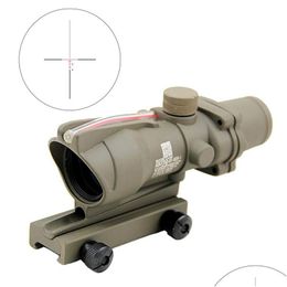 Hunting Scopes Acog Fiber Sight Tactical 4X32 Scope Red Illuminated Real Riflescope Crosshair Reticle Optics Mti-Coated Lenses Weaver Dhnge
