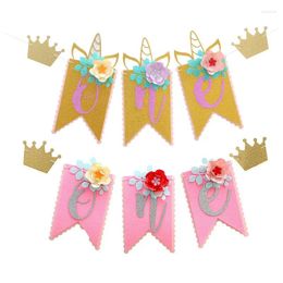 Party Decoration 1Set 1st Birthday Banner Boy Girl 1 Year Old Bunting Baby Shower Kids First Chair Garland Anniversary Supplies