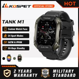 Watches 2024 KOSPET TANK M1 Military Smart Watch Men Smartwatch For Women Electronic Fitness Watches 5ATM IP69K Waterproof Bluetooth