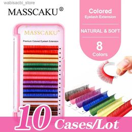 False Eyelashes MASSCAKU Rainbow 10 boxes/batch Russian roll classic artificial mink eyelashes 0.07mm C/D curled natural Coloured false eyelashes extension24327