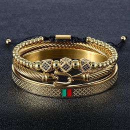 Luxury Brand Red Green Micro Zirconia Bangles Bracelets Stainless Steel Jewellery Set Men Women Cable Wire Black Bangle Lover Gift 240312