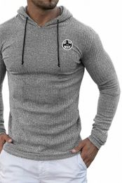 autumn Fi Knitted Hooded T-shirt Men Slim Fit Sweaters Knittwear Mens Lg Sleeve Pullovers Tshirts Men Fitn Pull Homme v43O#