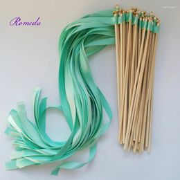 Party Decoration Est 50pcs/lot Green And Light Wedding Ribbon Wands With Gold Bell Twirling Streamers Stick