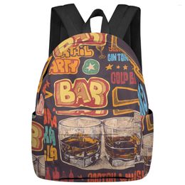 Backpack Wine Glass Beer Retro Cartoon Large Capacity Bookbag Travel Backpacks Schoolbag For Teenager Women Laptop Bags Rucksack