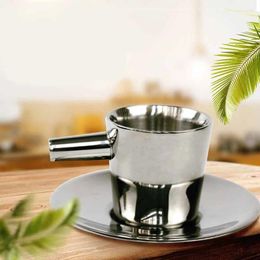 Mugs Coffee Cup Stainless Steel With Saucer European Tea Set Double Layer Water Mug Insulation