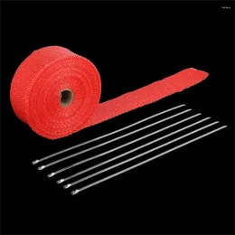 3Size 1.5mm 50mm 15m Roll Fibreglass Exhaust Header Heat Wrap Tape With 6 Ties Kit Manifolds Headers