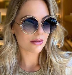 Circle Hollow Out Frame Oversized Womens Sunglasses 2020 New Round Cat Eye Sun Glasses Female Brand Crystal Shades3298117