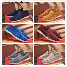 Loro Piano LP LorosPianasl shoes Brand Gentleman Summer Charms Walk Sneakers Shoes Low Top Soft Loafers Cow Leather Oxfords Flat Slip On Party Wedding Comfort Rubber