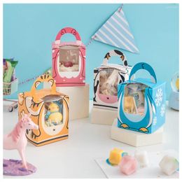 Gift Wrap Baking Cartoon Mousse Box Children's Candy Toy Open Window Portable Cup Cake With Bottom Tray