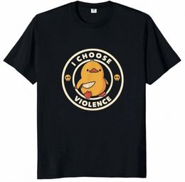 i Choose Violence T Shirt Funny Duck Humor Slogan Streetwear Oversized Casual 100% Cott O-neck EU Size T-shirts K4HT#