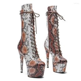 Dance Shoes Women 17CM/7inches PU Upper Plating Platform Sexy High Heels Ankle Boots Pole 238