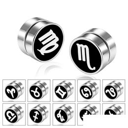 Ear Cuff 12 Zodiac Sign Stainless Steel Magnetic Stud Clip On Earrings For Men Women Punk Hypoallergenic No Pierced Fashion Jewellery D Dhxcm