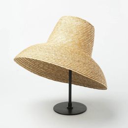 Lamp Shape Sun Hat for Women Big Wide Brim Summer Beach Hat Ladies High Top Straw Hat UV Protection Derby Travel Hat 240319