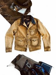 tailor Brando American Vintage Tea-core Suede Cowhide Wed and Distred Western Classic Jacket X899#