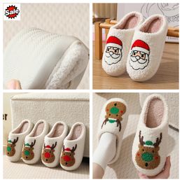 New Comfortable Home Cute Cartoon Santa Claus Winter Cotton Slippers Couples Warm Cotton GAI BIGSIZE soft Fluffy House cute Christmas Designer 2024