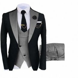 new Costume Homme Popular Clothing Luxury Party Stage Men's Suit Groomsmen Regular Fit Tuxedo 3 Peice Set Jacket+Trousers+Vest f9ft#