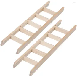 Garden Decorations 2 Pcs Accessories House Ladder Ladders Miniture Decoration Wooden Pography Props