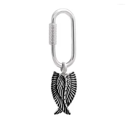 Keychains Vintage Wing Cremation Key Chain Small Urns Memorial Jewellery Keepsake For Human/Pet Ashes Men's Gift Ring