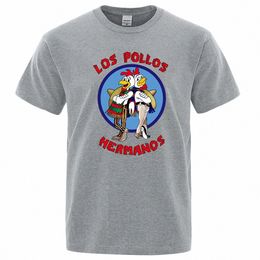 los POLLOS Hermanos Funny Printed T-Shirt Men Fi Casual Short Sleeves Summer Cott Breathable Tshirt Chicken Brothers Tee 1148#