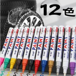 6Pcs Colorful Permanent White Paint Marker Waterproof For Stone Markers Tire Tread Rubber Fabric Metal 12 Colors Pens 240320