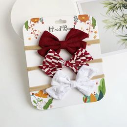 Hair Accessories 6 Sets/Lot 4.3" Fabric Bow Baby Headbands Floral Elastic Hairband Kids Girls