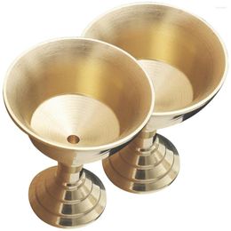 Candle Holders 2 Pcs Brass Ghee Lamp Holder Altar Decors Liquid Butter Temple Use Stick Cup Buddha Hall Oil