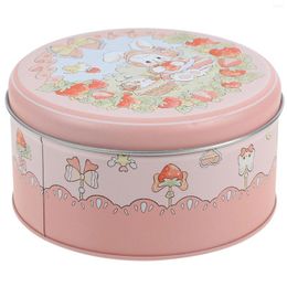 Storage Bottles Easter Cookie Tins Round Baking Cake Gift Strawberry Pattern Tinplate Empty Box Candies Boxes