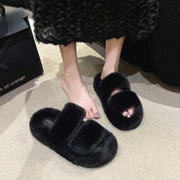 Slippers Slippers Womens Fasion New Open Toe Coon spring Indoor Round Soes for Women Ladies Plaorm orizontal Bar H240327