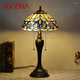 Table Lamps SOFEINA Tiffany Lamp LED Modern Creative Colour Glass Art Desk Light Decor For Home Living Room Bedroom