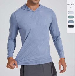 Lu Lu Align Yoga Men Hoodie Quick Drying Shirt with Long Sleeve Running Workout T Shirts Breathable Compression Riding Top 4415ESS