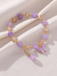 1 Stück Y2K-Stil, jugendliches, lebendiges, buntes Acryl-Schmetterlings-elastisches Perlenarmband für Frauen