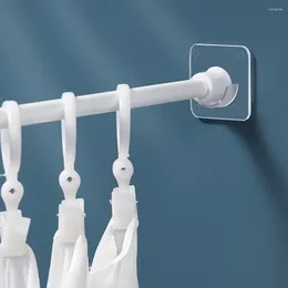 Hooks Nail-Free Adjustable Curtain Rod Bracket Holder Self Adhesive Wall Fixed Clip Hanging Rack