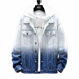 Jeans casaco para homens hip hop estética denim jaquetas homem solto cor gradiente inverno 2023 fi usado preço barato elegante casual d8qd #