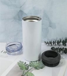 4 in 1 16oz Sublimation Can Cooler Straight Tumbler Stainless Steel Can Insulator Vacuum Insulated Bottle Cold Insulation SEAWAY H4789398