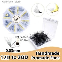 False Eyelashes 0.03 Mega Volume Lash Extension Pro Made Fans 12D to 20D Matte Black Loose Promade Fans Mix Length Eyelash Extension24327